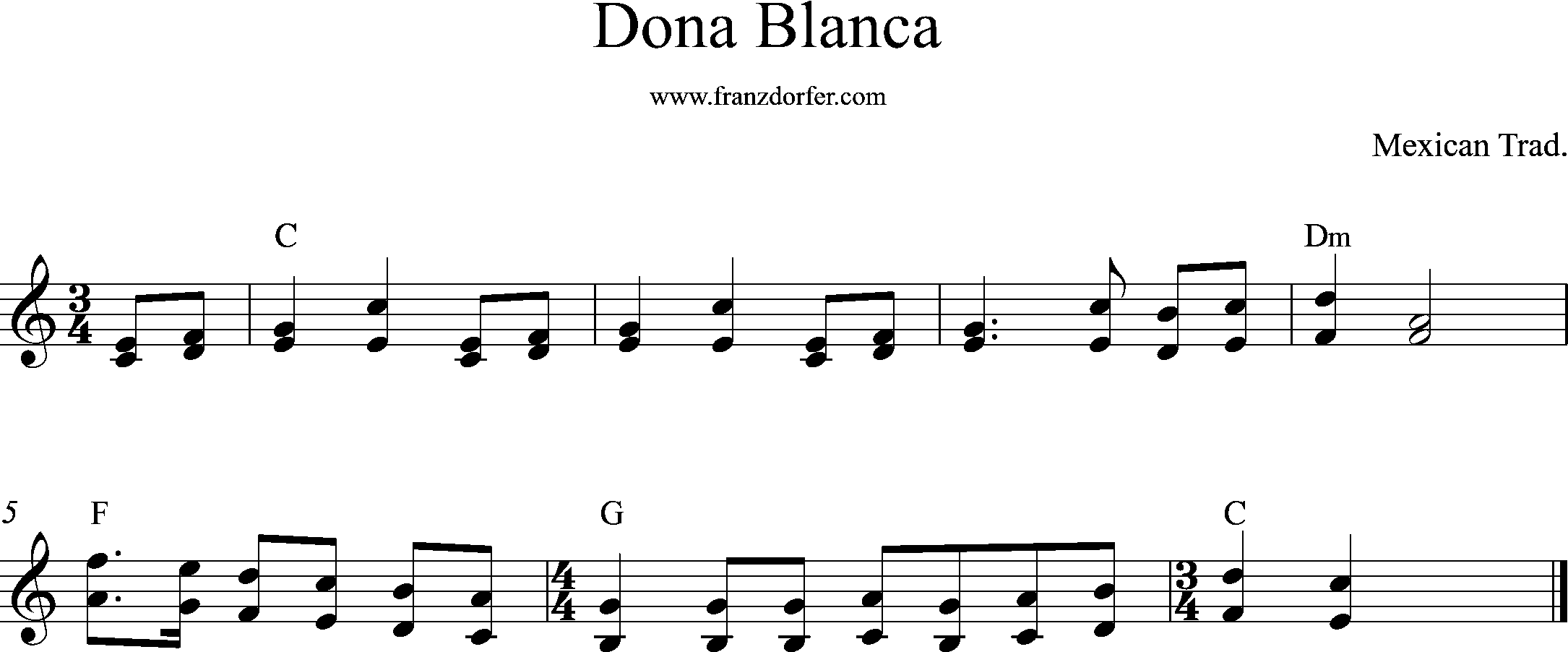 sheet music - G-Major, Dona Blanca